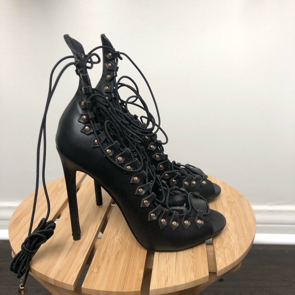 F21 lace up heels